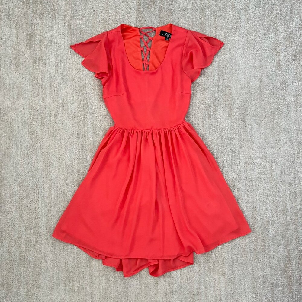 3 for $6 Lulus La Brea Summer Short Sleeve Lace Up Open Back Mini Dress S